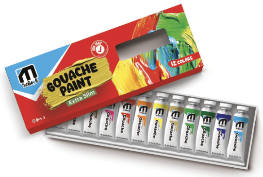 Gouaches 12 tubes en Boite plastique M.School