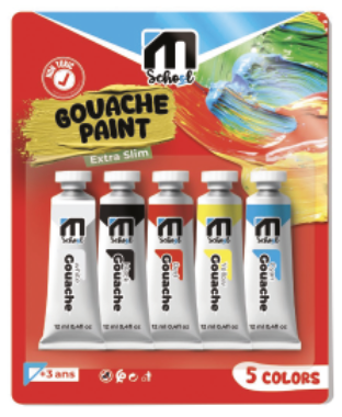 Gouaches  5 tubes en Blister M.School
