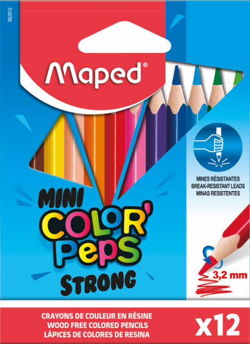 Pochette Crayons Mini COLOR'PEPS Strong 12 Crayons Maped